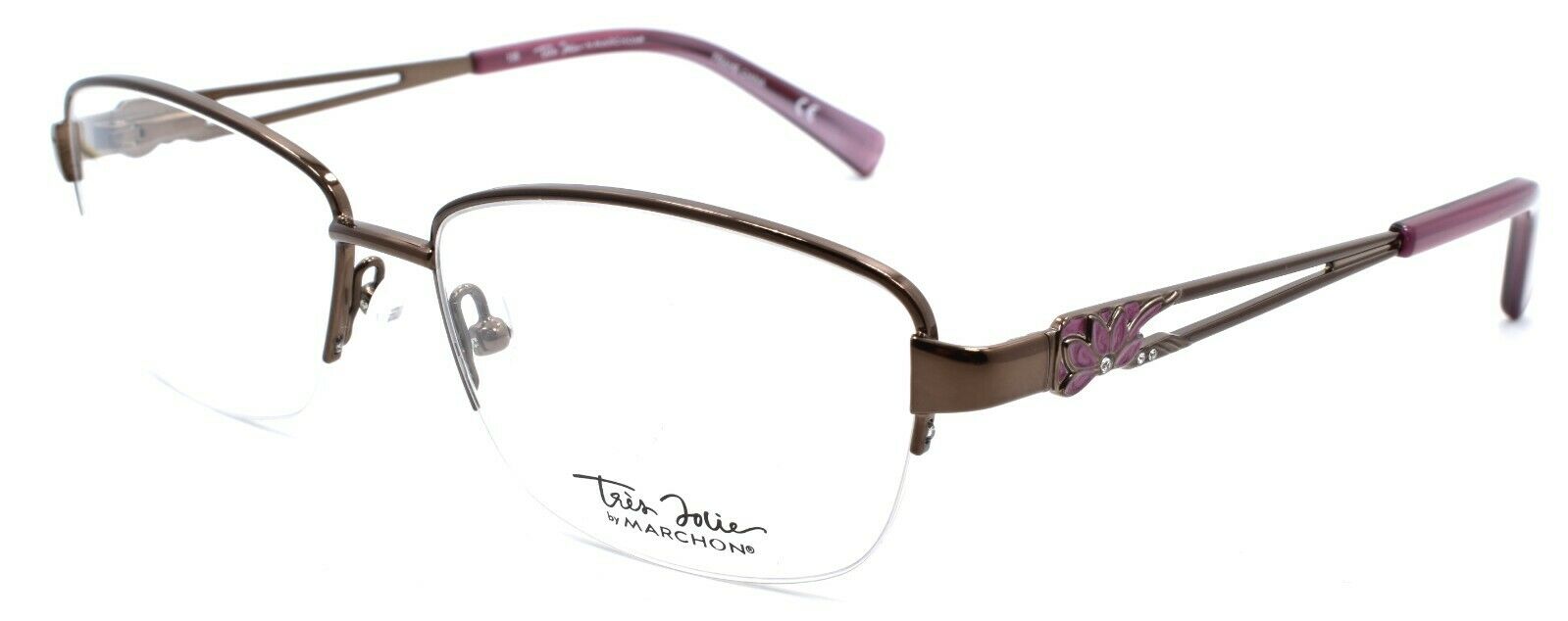 1-Marchon Tres Jolie 171 210 Women's Eyeglasses Frames Half-rim 54-16-135 Brown-886895262903-IKSpecs