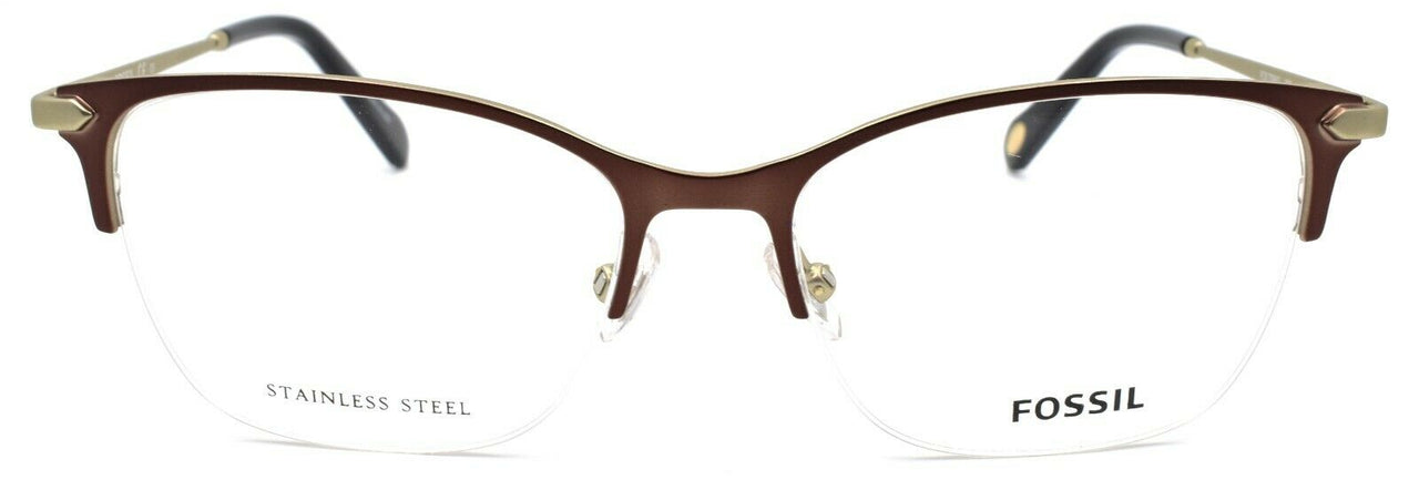 2-Fossil FOS 7088 09Q Women's Eyeglasses Frames Half-rim 51-16-140 Brown-716736295688-IKSpecs