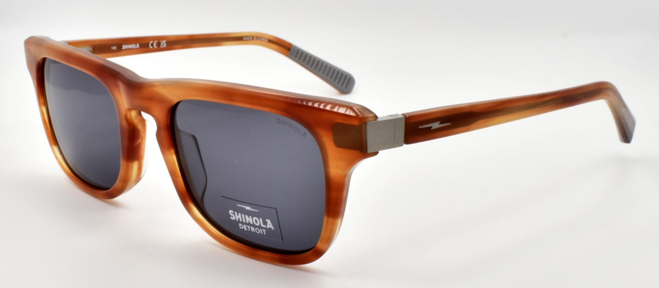 Shinola by Flexon SH1502S 245 Men's Sunglasses 52-20-145 Amber Horn / Gray0