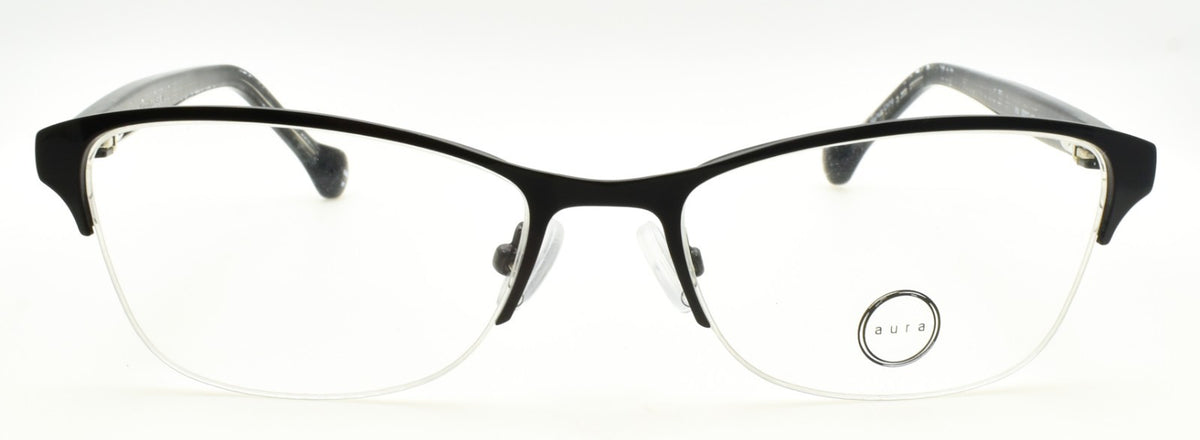 Aura Eyewear Iris BLK Women's Eyeglasses Frames Half-rim 52-17-135 Black