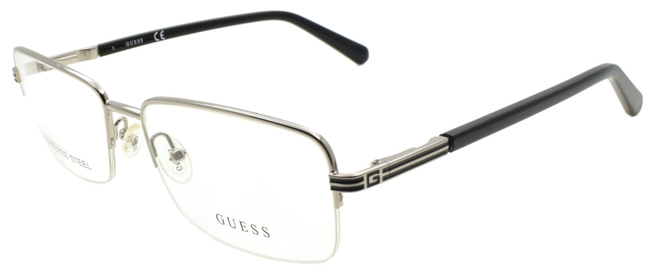 GUESS GU50044 010 Men's Half-Rim Eyeglasses Frames 57-17-145 Light Nickeltin