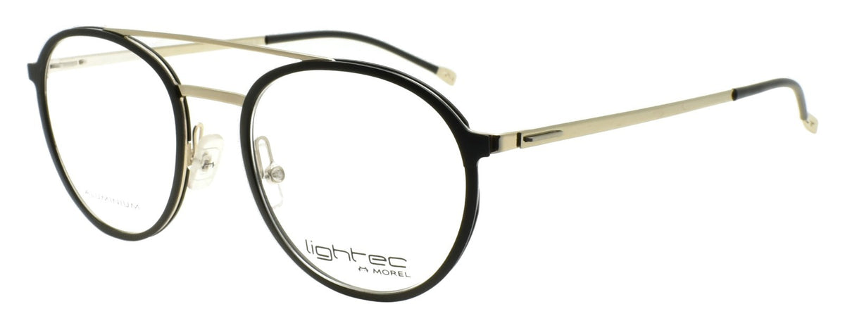 LIGHTEC 30067L ND04 Morel Men's Eyeglasses Aviator Aluminum 48-20-140 Black Gold