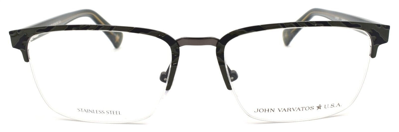 John Varvatos VJVC007 Men's Eyeglasses Frames Half-rim 53-18-145 Sage / Black