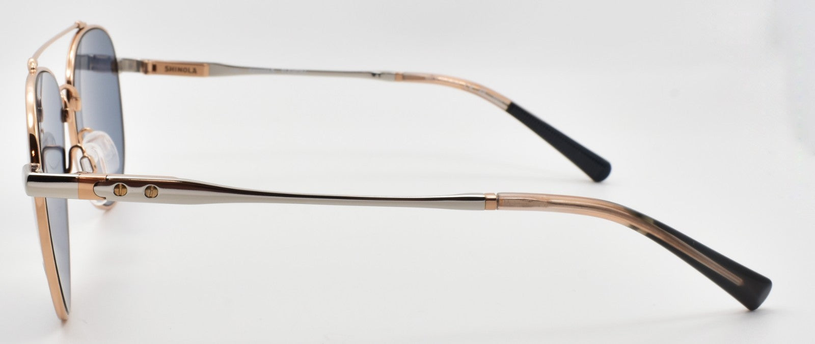 Shinola by Flexon SH2101S 781 Aviator Sunglasses 56-16-145 Rose Gold & Silver2