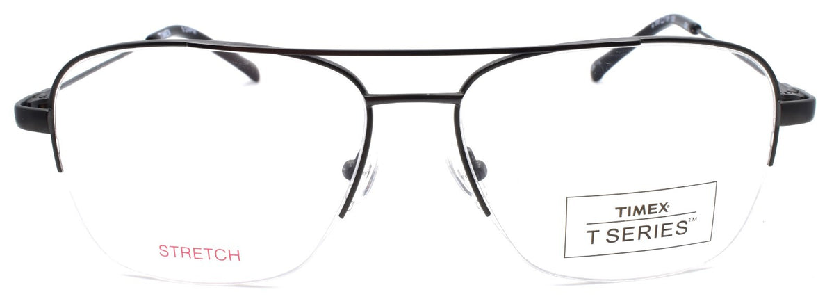 Timex 5:24 PM Men's Eyeglasses Aviator Half-rim Flex LARGE 58-16-150 Gunmetal