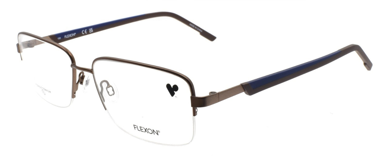 Flexon H6084 202 XL Men's Glasses Half-rim Matte Coffee 57-17-150 Flex Titanium