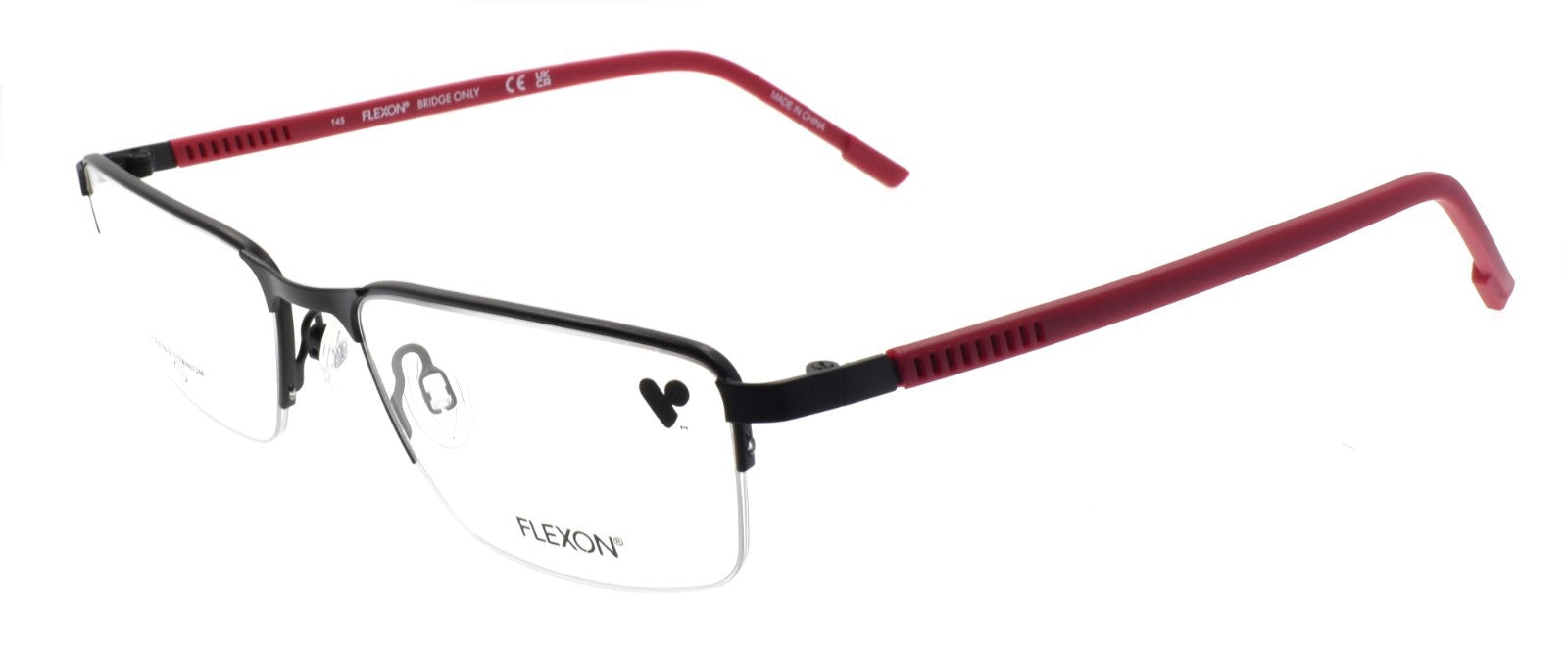 Flexon E1146 004 Men's Glasses Halfrim Satin Black 5418145 Flexible Titanium0