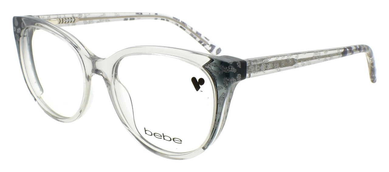 Bebe BB5208 050 Women's Eyeglasses Frames Acetate 52-17-135 Crystal Grey Animal