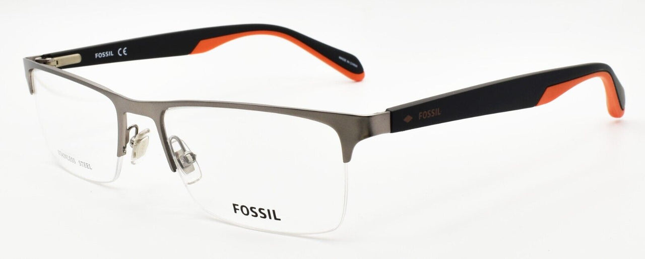 Fossil FOS 7047 R80 Men's Eyeglasses Half-rim 54-18-145 Matte Dark Ruthenium