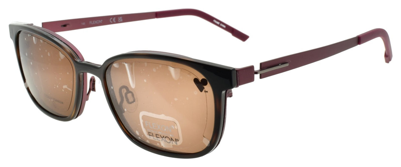 Flexon FLX 1008 MAG 620 Eyeglasses Matte Cherry 56-18-145 + Clip On Sunglasses