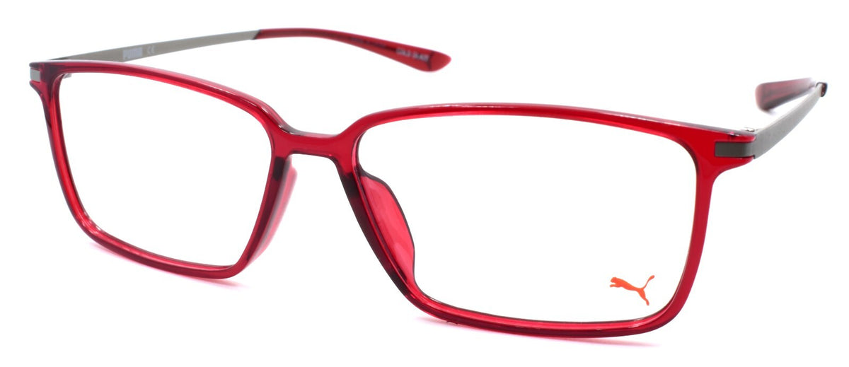 PUMA PU0114O 004 Eyeglasses Frames 55-14-145 Burgundy Red / Silver
