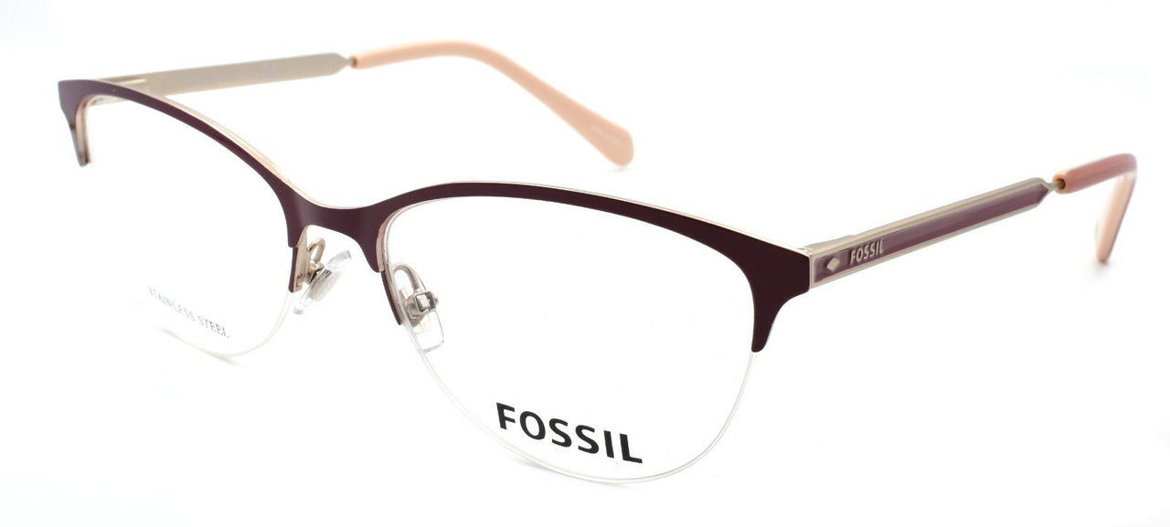 Fossil FOS 7011 6K3 Women's Eyeglasses Frames Half-rim 54-17-145 Burgundy / Gold