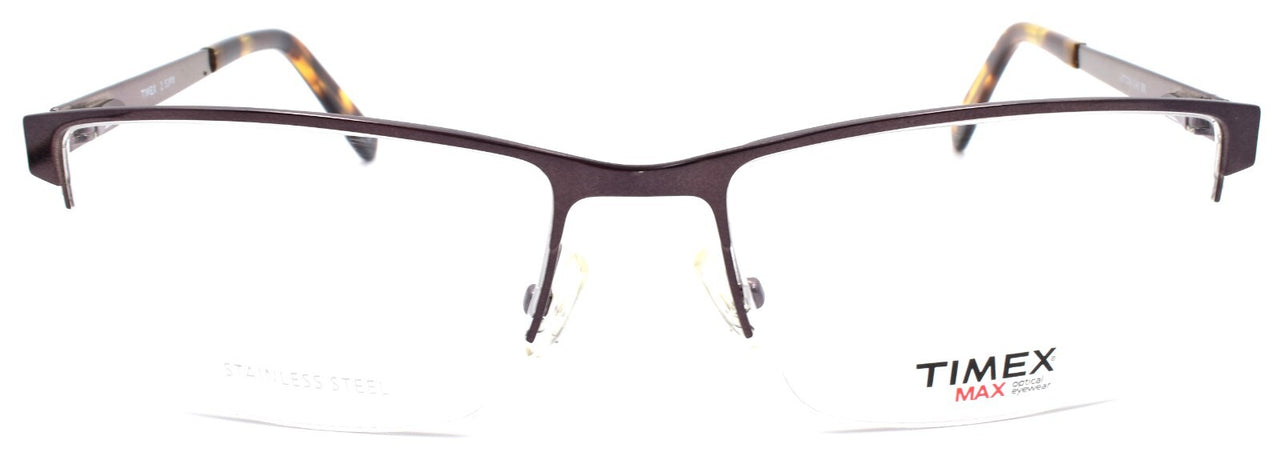 Timex 2:53 PM Men's Eyeglasses Frames Half-rim LARGE 57-18-145 Brown