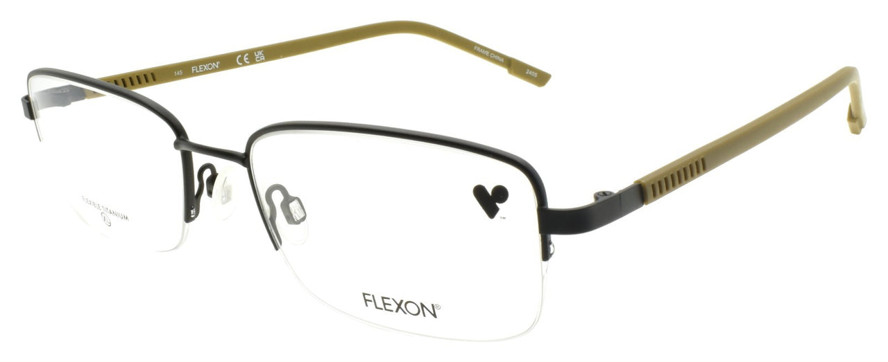 Flexon H6079 004 XL Men's Glasses Frames Half-rim Satin Black 55-19-145 Titanium