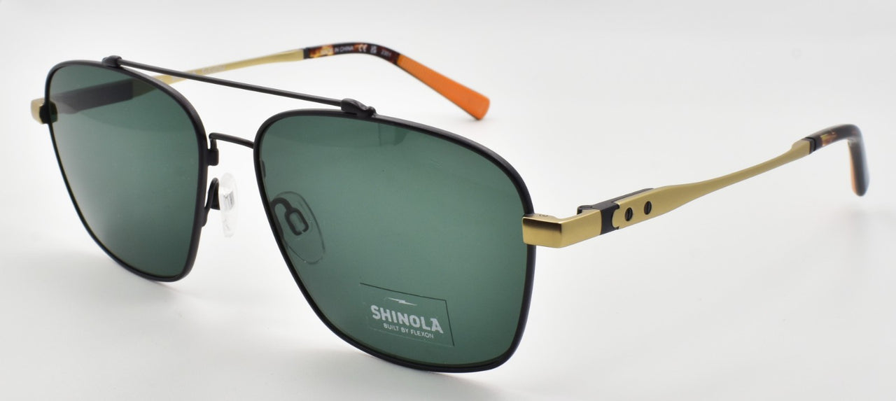 Shinola by Flexon SH2100S 072 Aviator Sunglasses 57-15-145 Satin Gunmetal & Gold