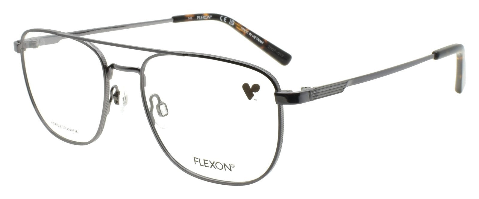 Flexon H6072 N 070 Men's Glasses Aviator 52-17-145 Gunmetal Flexible Titanium0