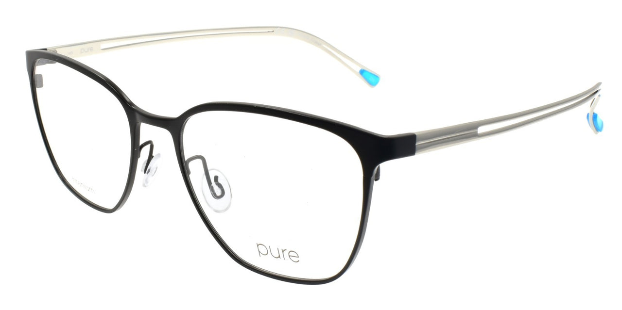 Airlock Pure P-5013 003 Women's Glasses Cat-Eye Titanium 53-18-145 Black Silver