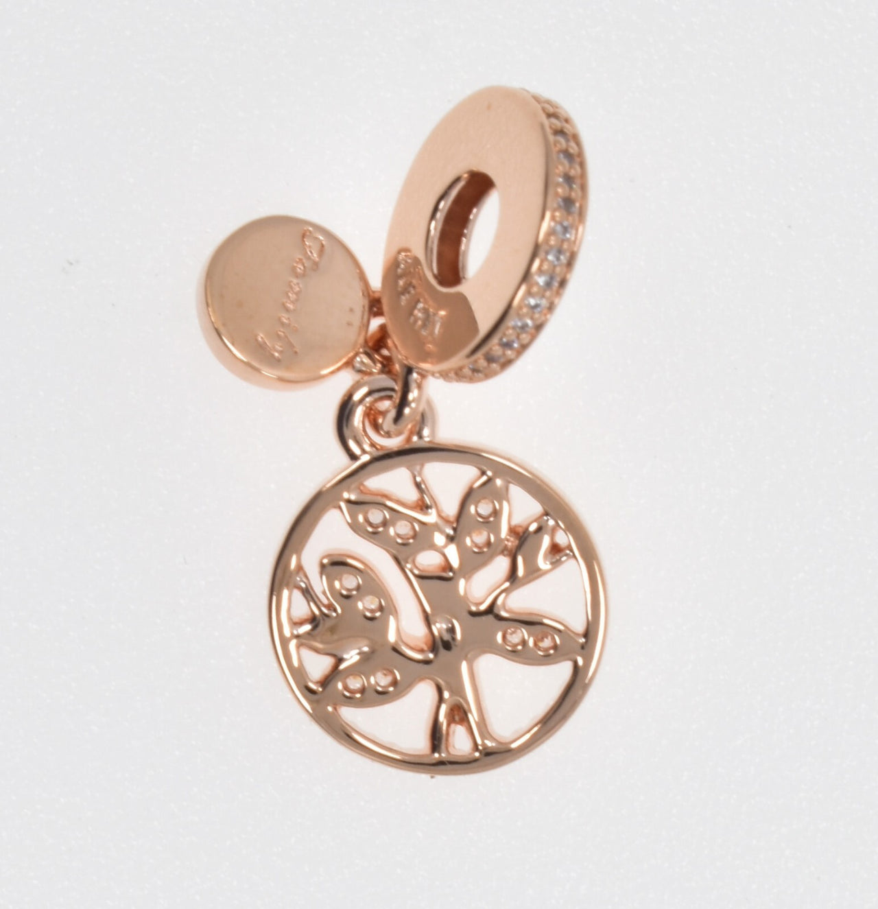 Pandora Charm Sparkling Family Tree Dangle 14K Rose Gold Plated 781728CZ