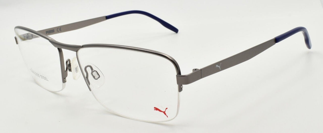 PUMA PE0132O 002 Men's Eyeglasses Frames Half-Rim 59-17-140 Light Ruthenium