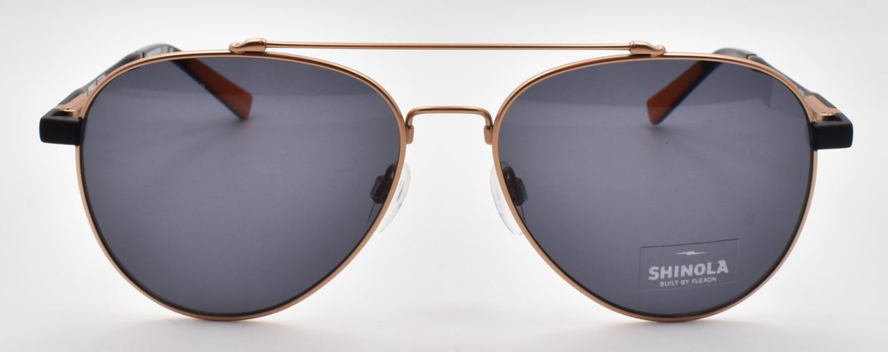 Shinola by Flexon SH2101S 784 Aviator Sunglasses 56-16-145 Satin Copper & Black