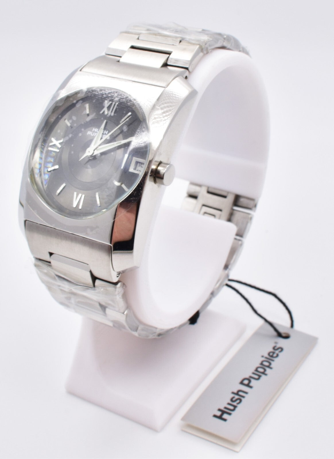 Hush Puppies HP.3217M.1521 Men's Watch Tank Quartz Steel Date NOS w/ Box