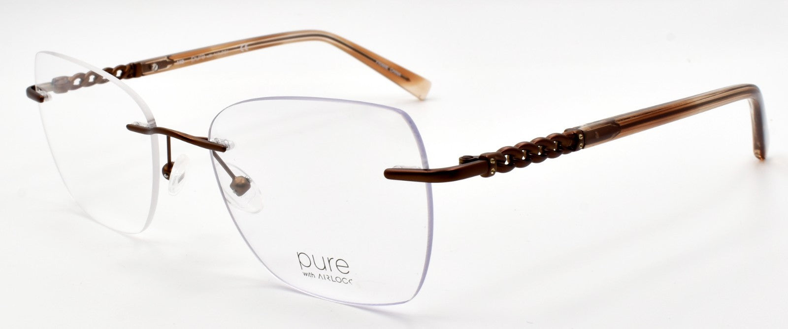 Airlock Charmed 203 201 Women's Eyeglasses Frames Rimless 52-18-140 Brown0