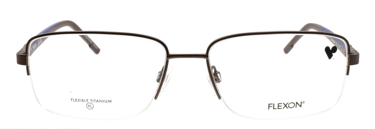 Flexon H6084 202 XL Men's Glasses Half-rim Matte Coffee 57-17-150 Flex Titanium