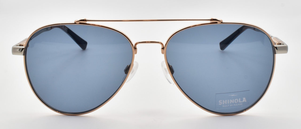 Shinola by Flexon SH2101S 781 Aviator Sunglasses 56-16-145 Rose Gold & Silver