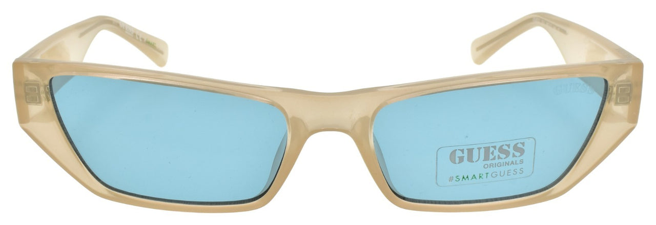 GUESS GU8232 57V Sunglasses Rectangle 56-17-145 Crystal Beige / Blue