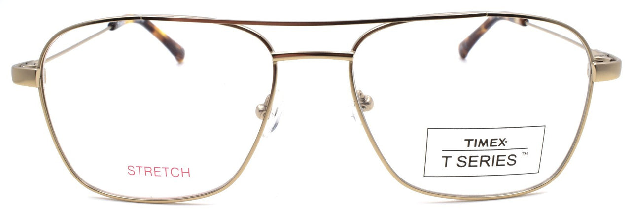 Timex 5:26 PM Men's Eyeglasses Frames Aviator Flexible LARGE 57-17-150 Gold