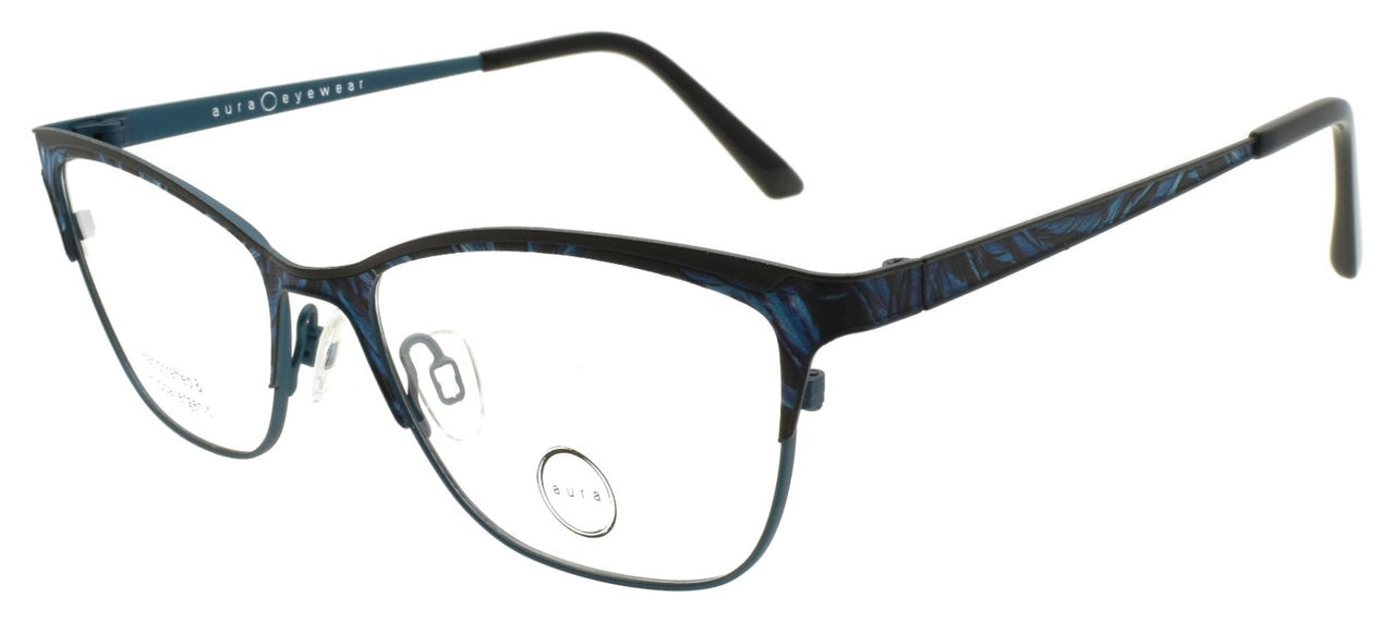 Aura Ares Women's Eyeglasses Frames Cat Eye 51-17-135 Teal Hypoallergenic Korea