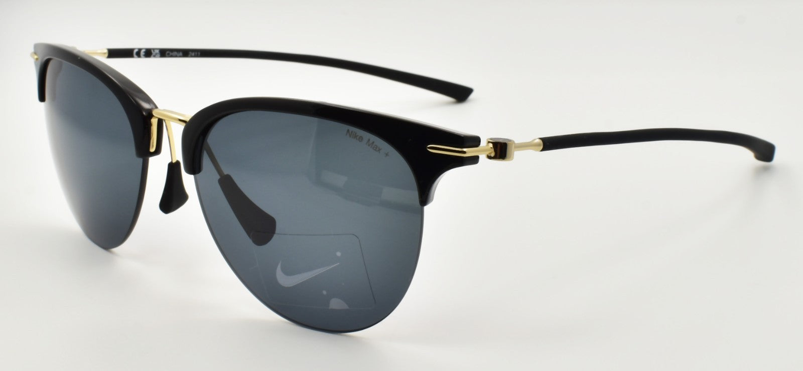 Nike Divot EV24038 010 Women's Sunglasses Half-rim Black / Gray0