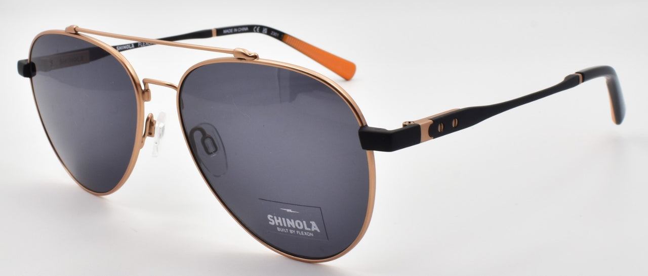 Shinola by Flexon SH2101S 784 Aviator Sunglasses 56-16-145 Satin Copper & Black