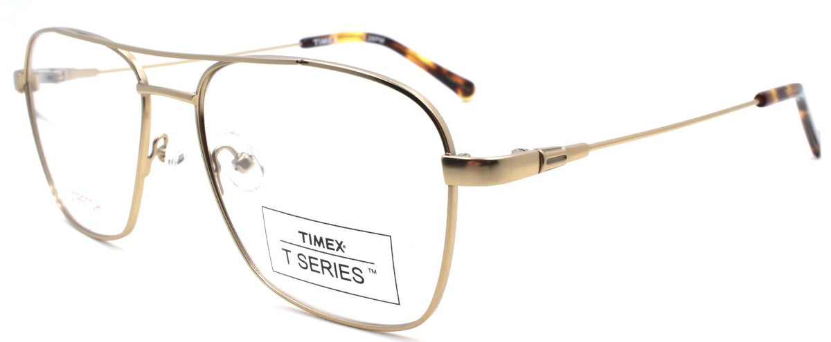 Timex 5:26 PM Men's Eyeglasses Frames Aviator Flexible LARGE 57-17-150 Gold