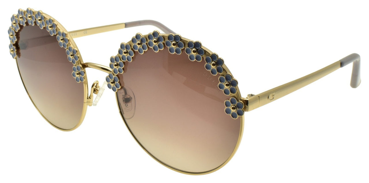 GUESS GU7587 32G Women's Sunglasses Gold / Brown Gradient Flowers
