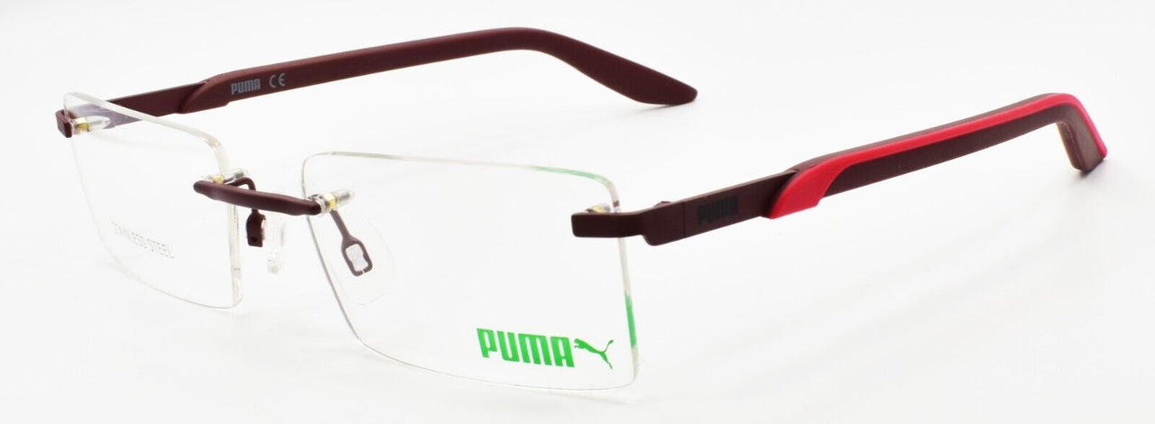 PUMA PE0151OI 003 Men's Eyeglasses Frames Rimless 53-18-145 Burgundy