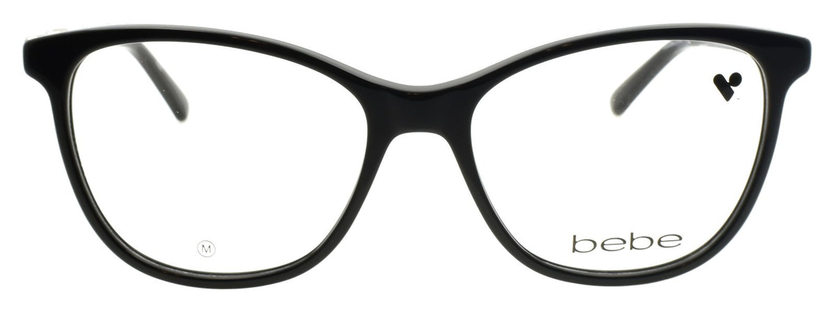 Bebe BB5229 001 Women's Glasses Frames 52-16-140 Black / Gold Accents & Crystals