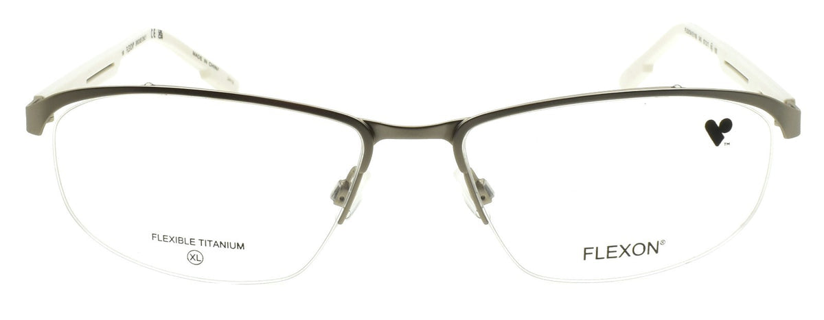 Flexon E1158 042 XL Men's Glasses Frame Half-rim Satin Silver 57-17-150 Titanium