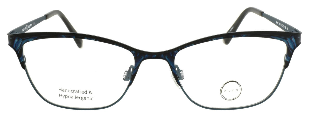 Aura Ares Women's Eyeglasses Frames Cat Eye 51-17-135 Teal Hypoallergenic Korea
