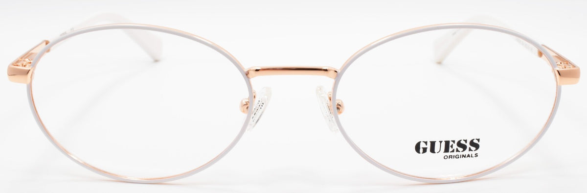 GUESS GU8239 024 Eyeglasses Frames Oval 55-19-140 White / Rose Gold