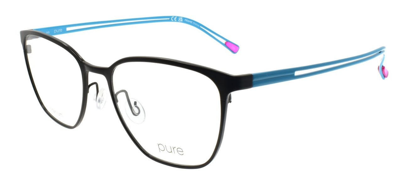 Airlock Pure P-5013 005 Women's Glasses Cat-Eye Titanium 53-18-145 Black / Blue