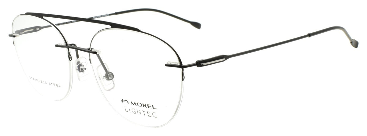 LIGHTEC 30219L NN07 Morel Men's Eyeglasses Aviator 52-17-145 Half-rim Black