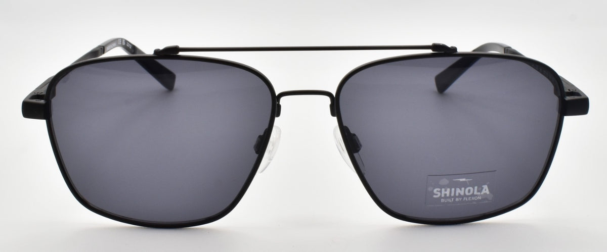 Shinola by Flexon SH2100S 001 Aviator Sunglasses 57-15-145 Satin Black / Gray