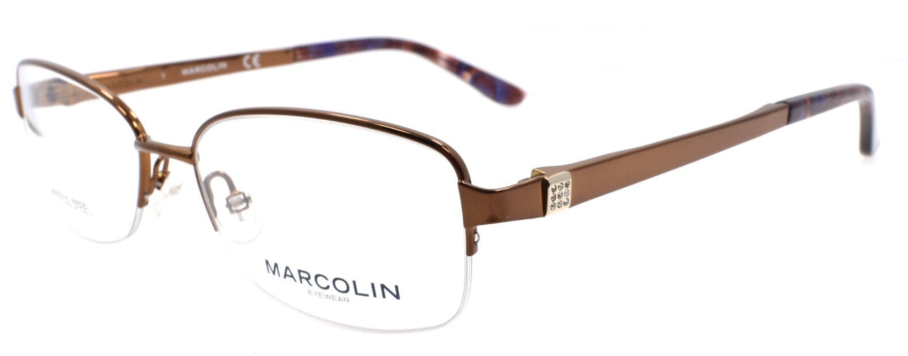 Marcolin MA5011 045 Women's Eyeglasses Frames Half Rim 54-17-140 Shiny Brown