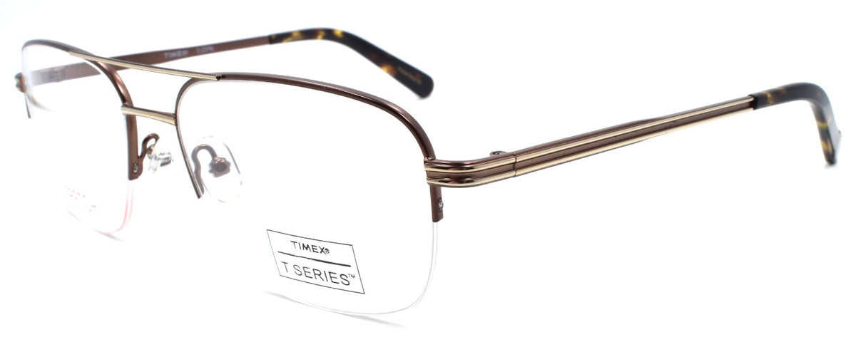 Timex 5:20 PM Men's Eyeglasses Frames Aviator Half-rim Flexible 56-17-140 Brown