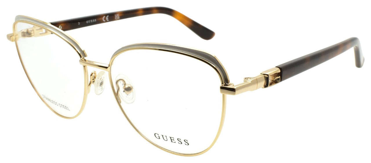 GUESS GU2982 024 Women's Eyeglasses Frames Cat Eye 53-15-140 Gold / Havana