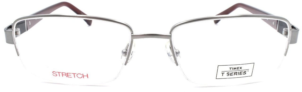 Timex 3:36 PM Men's Eyeglasses Frames Half-rim LARGE Flexible 57-18-145 Gunmetal