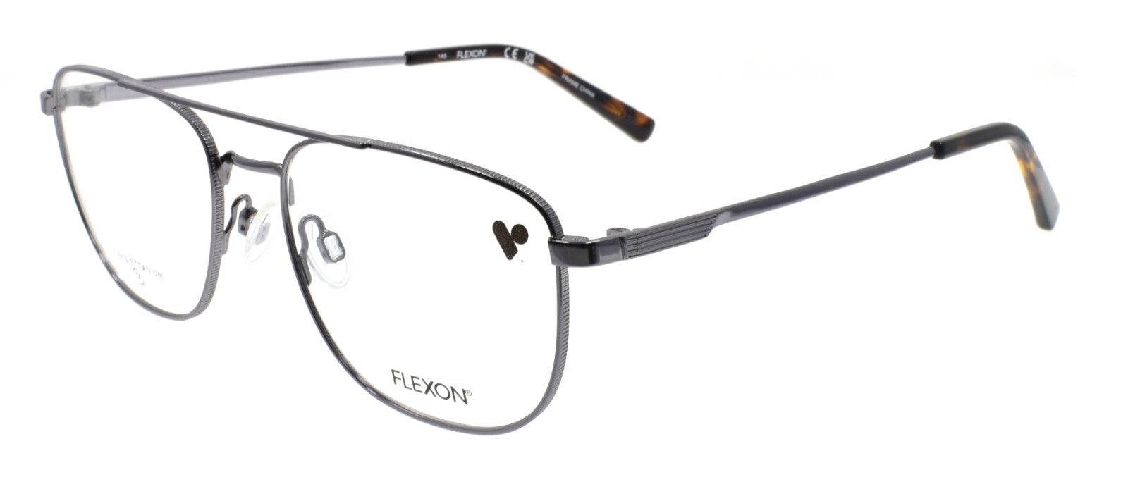 Flexon H6072 070 Men's Glasses Aviator 5217145 Gunmetal Flexible Titanium0