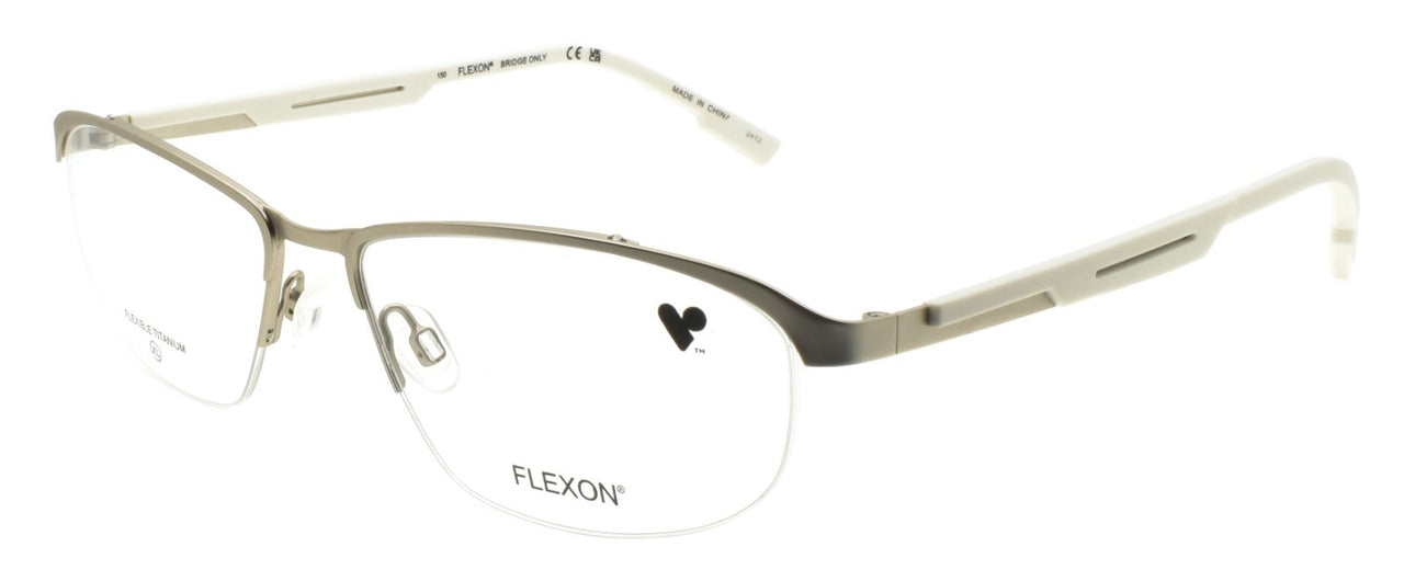 Flexon E1158 042 XL Men's Glasses Frame Half-rim Satin Silver 57-17-150 Titanium