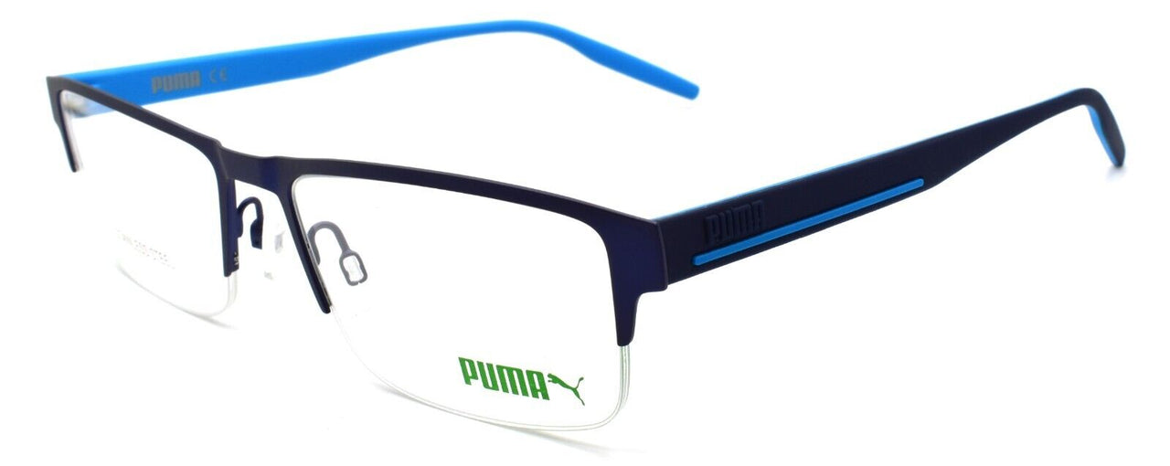 PUMA PU0293O 003 Men's Eyeglasses Frames Half-Rim 56-18-145 Blue